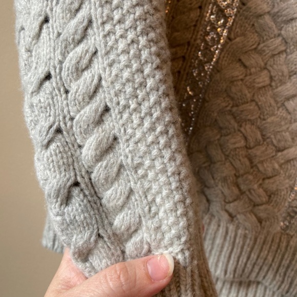 J.CREW Cable Knit Sequin Gray Sweater - Picture 10 of 14